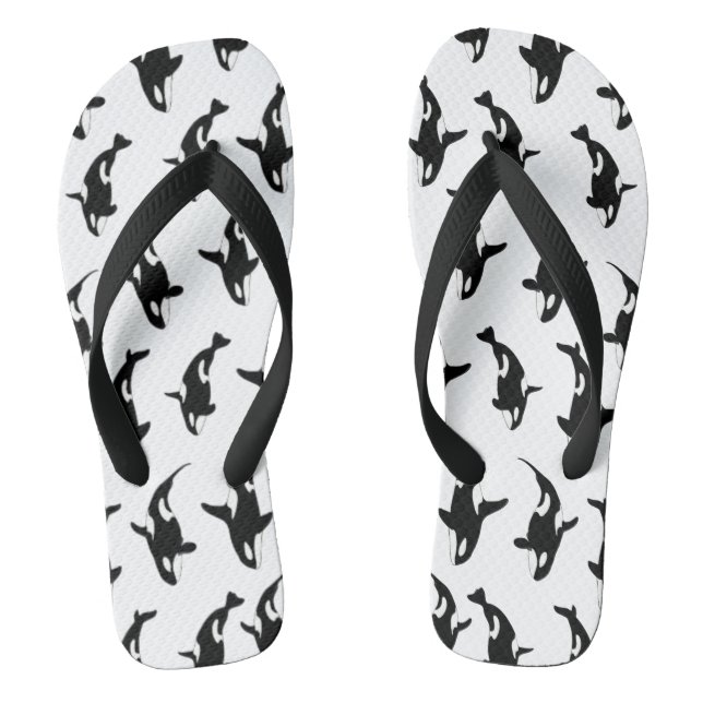 Killer Whale Schwarz und Weiß Flip Flops (Fußbett)