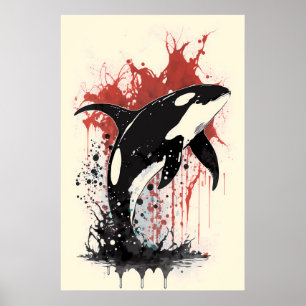 Killer Whale Tinte Malerei Poster