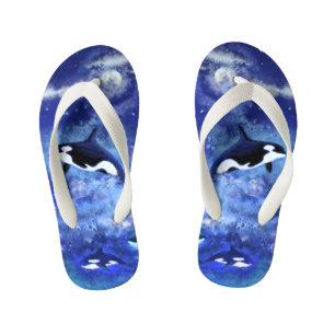 Killer Whales auf Blue Full Moon Kinderbadesandalen