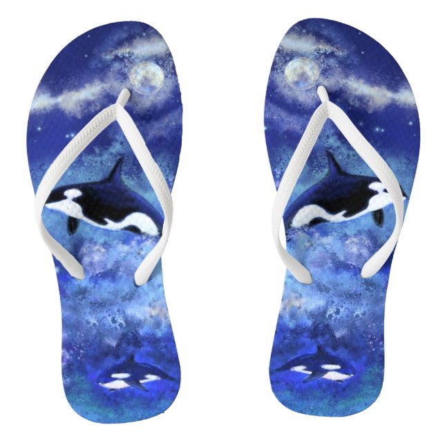 Killer Whales Flip Flops Blue Vollmond (Fußbett)