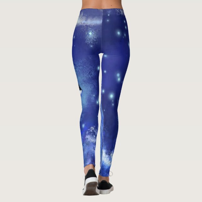 Killer Whales Full Moon Night Blue Leggings (Rückseite)