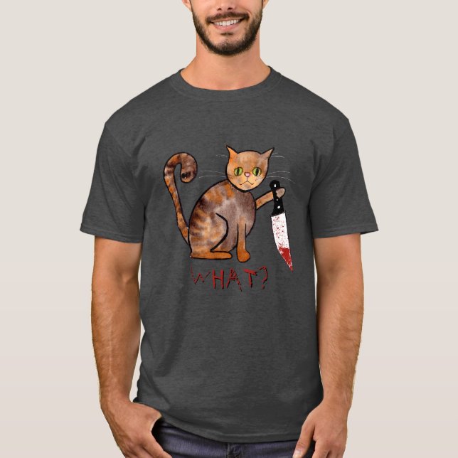 Killerkatze, Handgemalt, Katzenbesitzer Spaß T - S T-Shirt (Vorderseite)