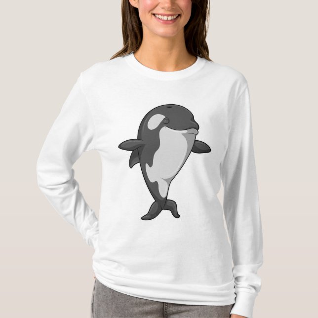 Killerwal an der Yoga-Fitness im Stehenden T-Shirt (Vorderseite)