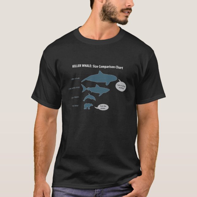Killerwal: Größen-Vergleichs-Diagramm T-Shirt (Vorderseite)