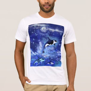 Killerwale auf Vollmond - Kunst Zeichnend T-Shirt