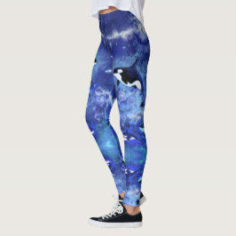 Killerwale auf Vollmond - Zeichnend Kunst Leggings