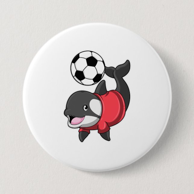 Killerwhale als Fußballspieler mit Fußball Button (Vorderseite)