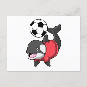 Killerwhale als Fußballspieler mit Fußball Postkarte
