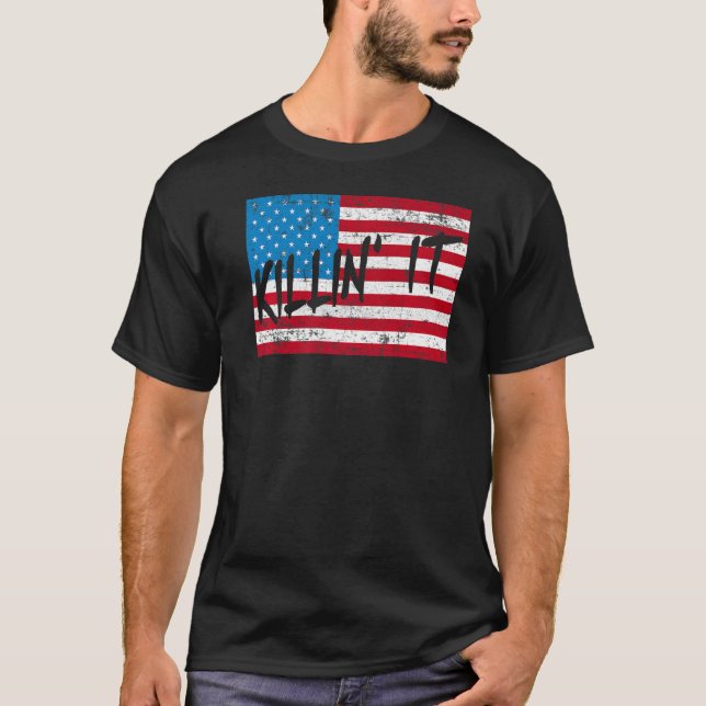 Killin´ It Slogan USA Flag Männer Frauen Top Killi (Vorderseite)
