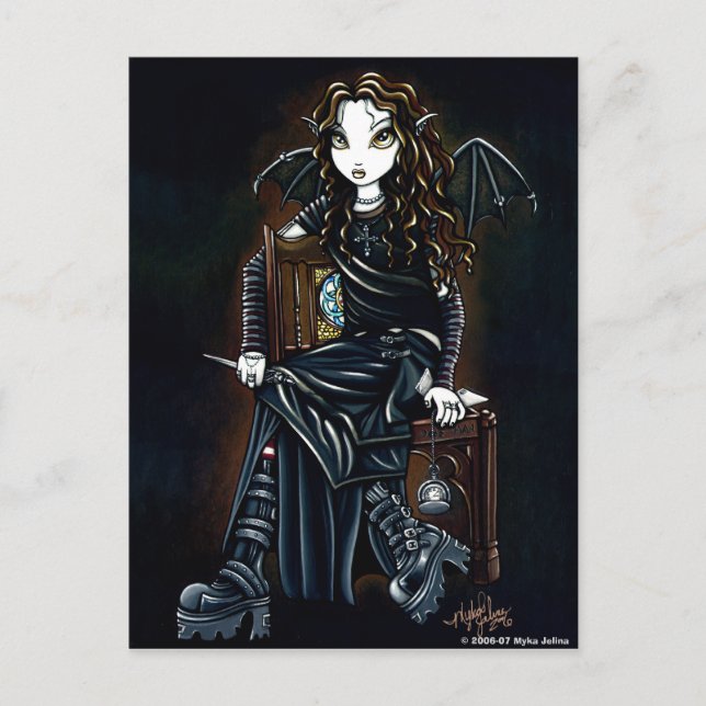 "Killing Time" Dunkle Fee Postkarte (Vorderseite)