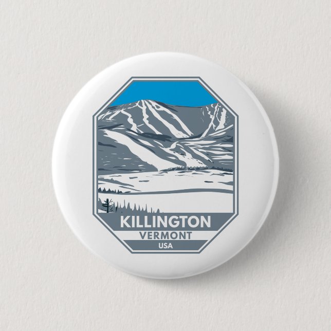 Killington Skigebiet Winter Vermont Button (Vorderseite)