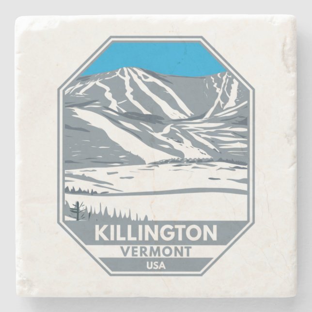 Killington Skigebiet Winter Vermont Steinuntersetzer (Vorderseite)