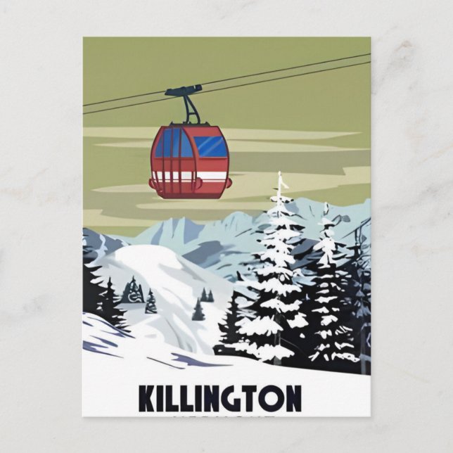 Killington Skigebiet Winter Vermont Vintag Postkarte (Vorderseite)