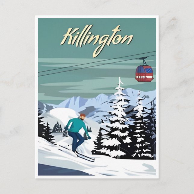 Killington Skigebiet Winter Vermont Vintag Postkarte (Vorderseite)