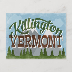 Killington Vermont Fun Retro Snowy Mountains Postkarte