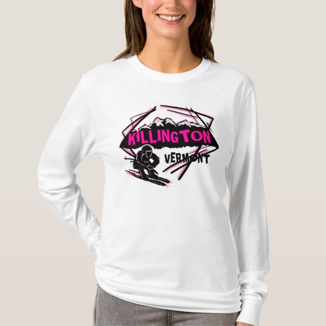 Killington Vermont pink schwarz Logo-Hoodie T-Shirt (Vorderseite)