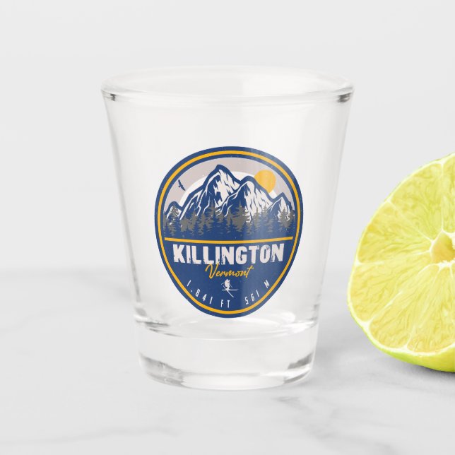 Killington Vermont Retro Sunset Ski Souvenirs 80er Schnapsglas (Vorderseite)