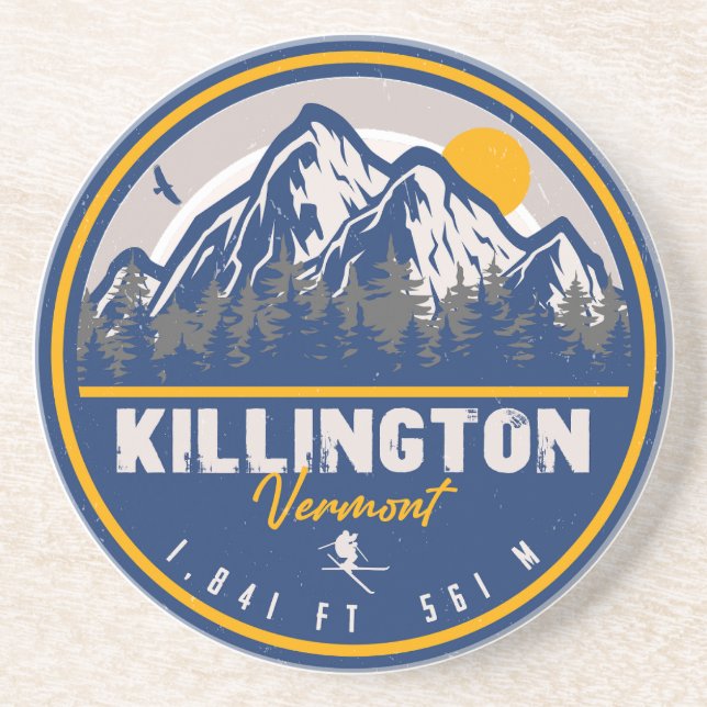 Killington Vermont Retro Sunset Ski Souvenirs Getränkeuntersetzer (Vorne)