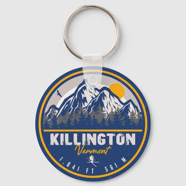 Killington Vermont Retro Sunset Ski Souvenirs Schlüsselanhänger (Vorderseite)