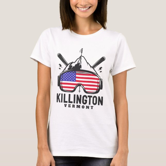 Killington Vermont Ski Retro Skifahren T-Shirt (Vorderseite)