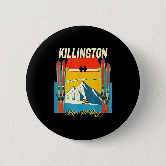 Killington Vermont Skitag - Retro Vintage Stil Button (Vorderseite)