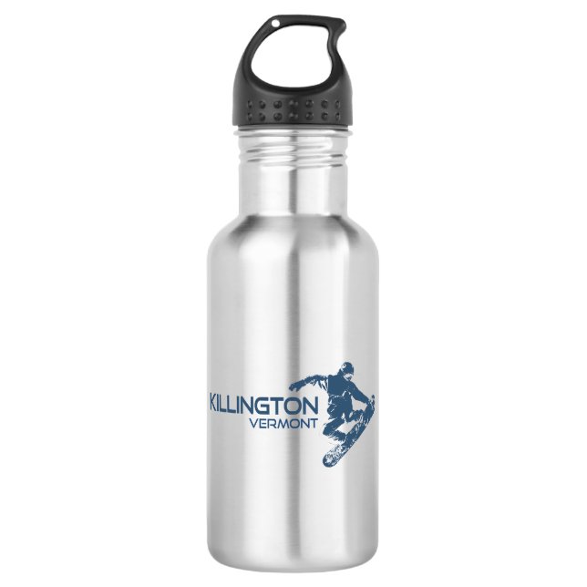 Killington Vermont Snowboarder Edelstahlflasche (Vorderseite)