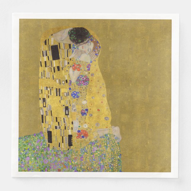 Kilmt's The Kiss - Romantischer Jugendstil Serviette (Vorderseite)