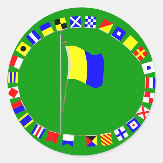 Kilo Nautical Signal Flag "Ich möchte kommuniziere Runder Aufkleber (Vorderseite)