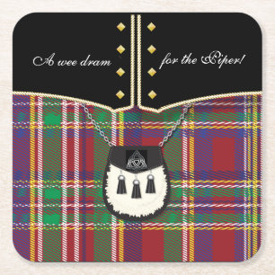 Kilt Rechteckiger Pappuntersetzer
