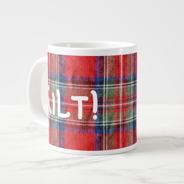 KILT rotes kariertes Jumbo-Tasse (Vorderseite Links)