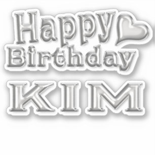 Kim Happy Birthday silver Aufkleber Sticker