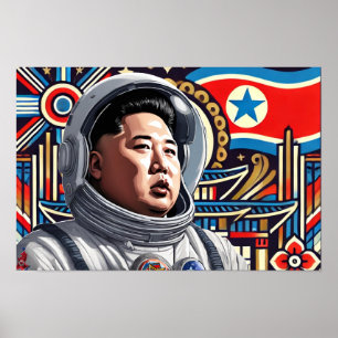 Kim Jong Un als Astronaut - Nordkoreanische Kunst Poster