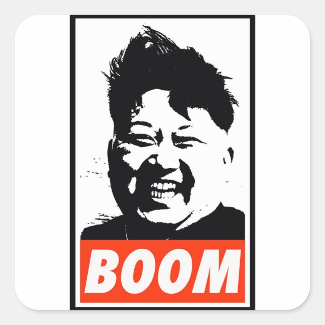 Kim Jong Un boom Quadratischer Aufkleber (Vorderseite)