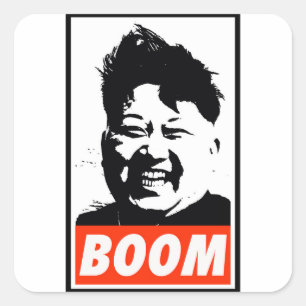 Kim Jong Un boom Quadratischer Aufkleber