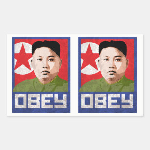 Kim Jong Un Propaganda - OBEY - Rechteckiger Aufkleber