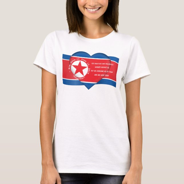 Kim Jong un Zitat während des Gipfels mit Trump am T-Shirt (Vorderseite)