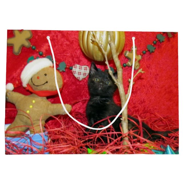 Kimbas Weihnachtsbaum - Kat /Kitten Große Geschenk Geschenktüte (Rückseite)