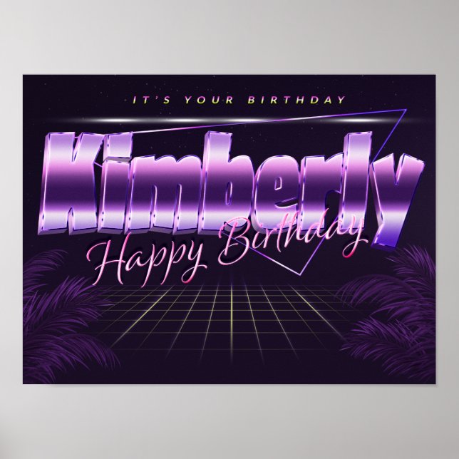 Kimberly Name Vorname lila retro Poster geburtstag (Vorne)