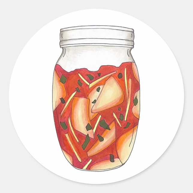 Kimchi Fermented Cabbage Koreanische Küche Runder Aufkleber (Vorderseite)