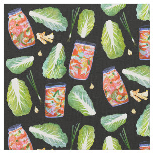 Kimchi-Inhaltsstoffe Wasserfarbmuster Schwarz Stoff