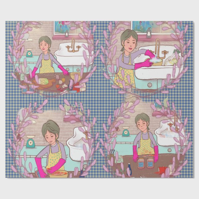 Kimchi Making Pattern – Illustrated Korean Food Wr Geschenkpapier (Flach)