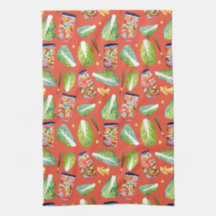 Kimchi Zutaten Geruchliche Fermentation Wasserfarb Geschirrtuch