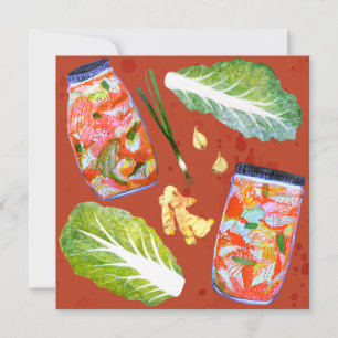 Kimchi-Zutaten Scharfe Fermentation Wasserfarbe Feiertagskarte