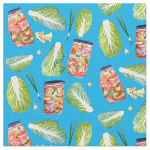 Kimchi Zutaten Wasserfarbmuster Blau Stoff