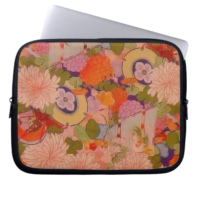 Kimono Blume Rosa Blumenmuster Laptopschutzhülle (Vorderseite)