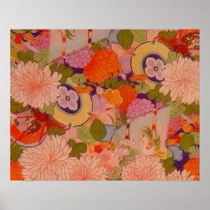 Kimono Blume Rosa Blumenmuster Poster