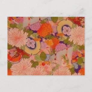 Kimono Blume Rosa Blumenmuster Postkarte