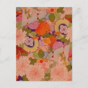 Kimono Blume Rosa Blumenmuster Postkarte