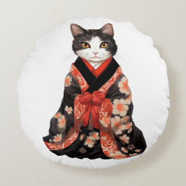 Kimono Cat Rundes Kissen