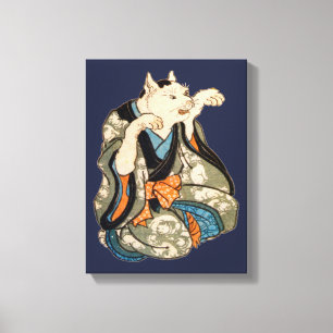 Kimono Cat, Utagawa Yoshifuji, Ukiyo-e Leinwanddruck